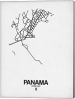 Framed Panama Street Map White