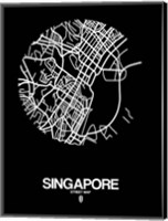Framed Singapore Street Map Black
