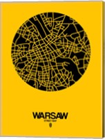 Framed Warsaw Street Map Yellow