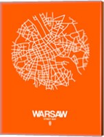 Framed Warsaw Street Map Orange