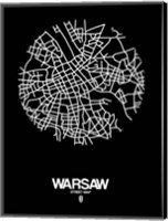 Framed Warsaw Street Map Black