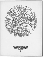 Framed Warsaw Street Map White