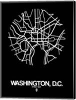 Framed Washington DC  Street Map Black