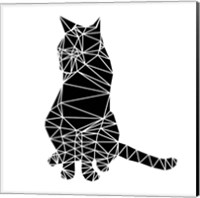Framed Smart Black Cat Polygon