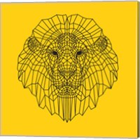 Framed Lion Head Yellow Mesh