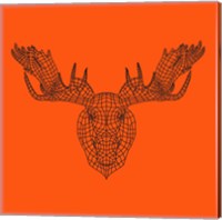 Framed Moose Head Orange Mesh