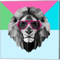Framed Party Lion in Red Glasses