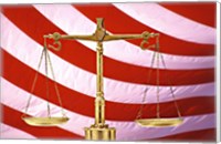 Framed Scales of Justice American Flag