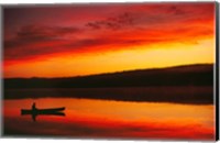 Framed Silhouetted Canoe On Lake