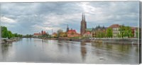 Framed Oder river and Cathedral island in Wroclaw, Poland