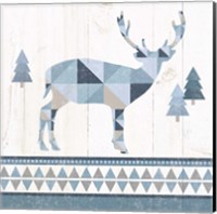 Framed Nordic Geo Lodge Deer I