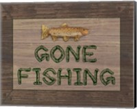 Framed Gone Fishing Sign