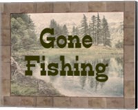 Framed Gone Fishing Lake Sign