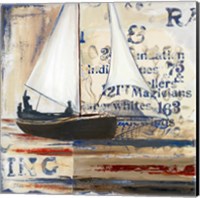 Framed Blue Sailing Race I