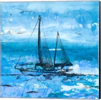 Framed Coastal Boats in Watercolor II