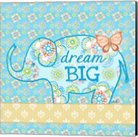 Framed Blue Elephant I - Dream Big