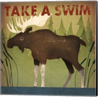 Framed Take a Swim Moose