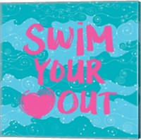 Framed Swim Your Heart Out - Teal Pink