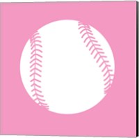 Framed White Softball on Baby Pink