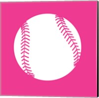 Framed White Softball on Pink