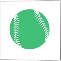 Framed Pastel Green Softball on White