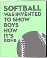 Framed Softball Quote - Grey On Mint