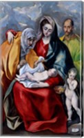 Framed Holy Family with Saint Anne, Saint Joseph and the child Saint John the Baptist