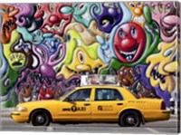 Framed Taxi and Mural painting in Soho, NYC