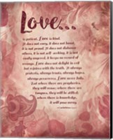 Framed Corinthians 13:4-8 Love is Patient - Pink Floral