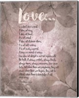 Framed Corinthians 13:4-8 Love is Patient - Grey Leaves