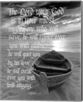 Framed Zephaniah 3:17 The Lord Your God (Beach Black & White)