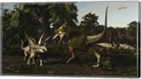 Framed Bistahieversor Attacking a Pair of Pentaceratops