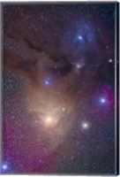 Framed colorful region around Antares in Scorpius and blue Rho Ophiuchi in Ophiuchus