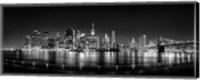 Framed Illuminated  Manhattan Skyline, New York City