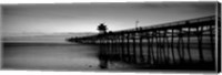 Framed Silhouette of a pier, San Clemente Pier, Los Angeles County, California BW