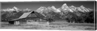 Framed Old barn on a landscape, Grand Teton National Park, Wyoming