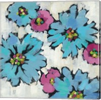 Framed Graphic Pink and Blue Floral III