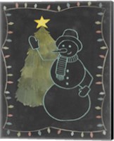 Framed 'Chalkboard Snowman I' border=