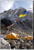 Framed Tents of mountaineers along Khumbu Glacier, Mt Everest, Nepal