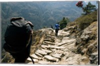 Framed Trekkers on the trail towards Namche Bazaar, Khumbu, Nepal