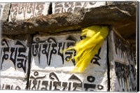 Framed Prayer flag and Mani Stones, Buddhist Mantras, Khumbu, Nepal