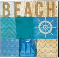Framed 'Beachscape Collage IV' border=