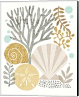 Framed Under Sea Treasures V Gold Neutral