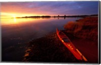 Framed Kayak and Sunrise in Little Harbor in Rye, New Hampshire