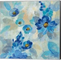 Framed Blue Flowers Whisper III