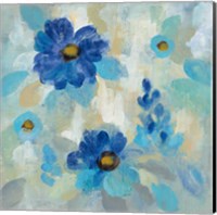 Framed Blue Flowers Whisper II