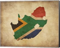 Framed Map with Flag Overlay South Africa