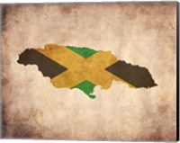 Framed Map with Flag Overlay Jamaica