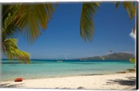 Framed Beach and palm trees, Plantation Island Resort, Malolo Lailai Island, Fiji
