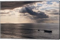 Framed Dramatic light over a little boat, Mamanucas Islands, Fiji, South Pacific